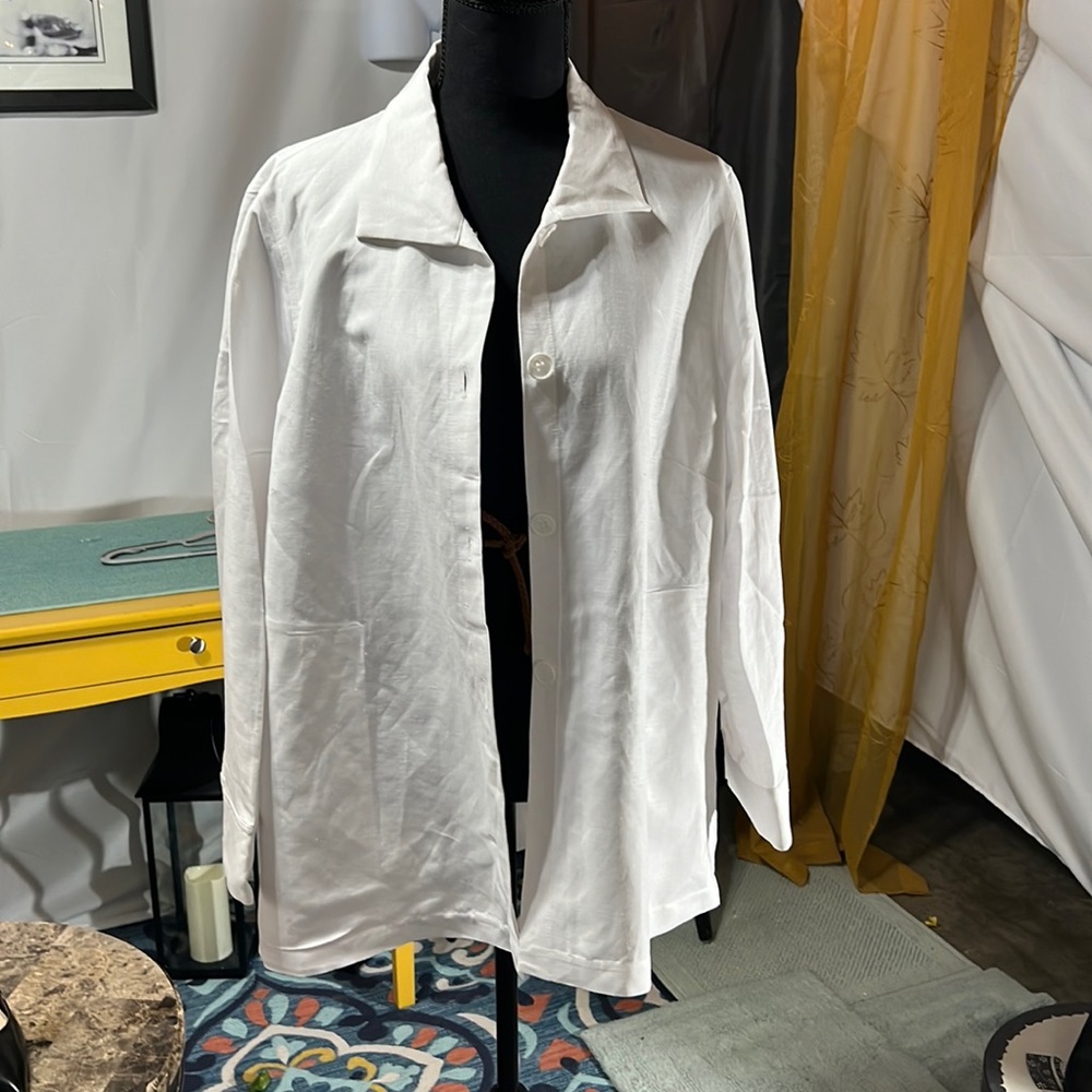 Anne Klein White Linen Jacket with big pockets New With Tags, 0X